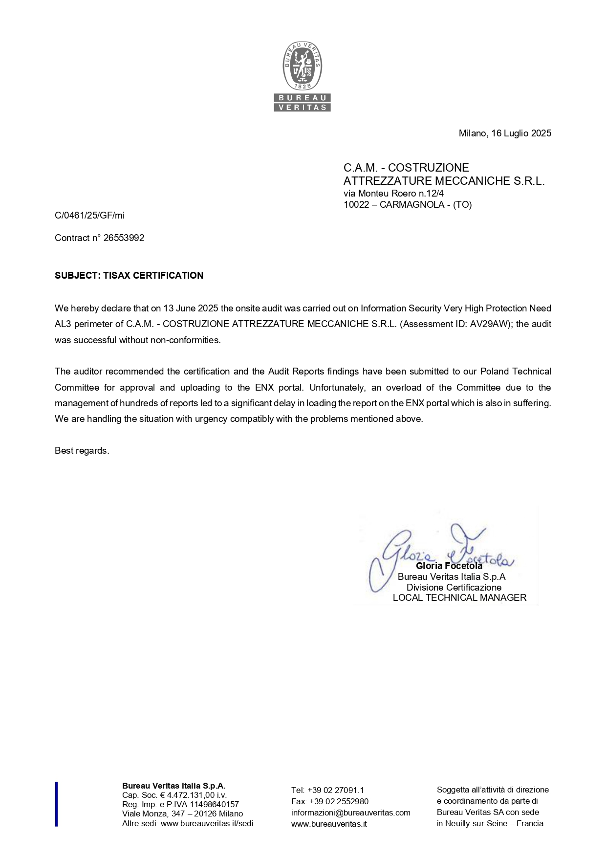 LC0461 C.A.M. – COSTRUZIONE ATTREZZATURE MECCANICHE S.R.L. – DICHIARAZIONE_page-0001